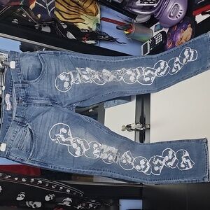 Broken Promises Denim Jean Pant Skull Logo Size 34